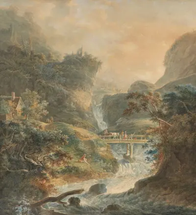 Landschaft mit reißendem Bach im Juragebirge av Peter Birmann