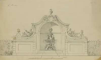 Fontánová soustava v broskvové zahradě Horního Belvederu, 1850 – č. 2, Johann Peter Krafft