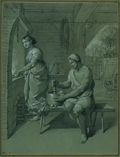 Herkules und Omphale av Johann Peter Krafft