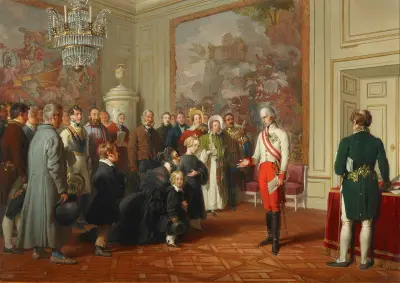 Kejsar Frans I ger allmän audiens av Johann Peter Krafft