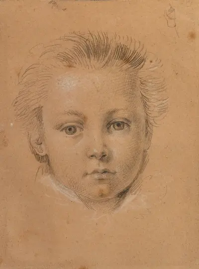 Pojkhuvud (studie) av Johann Peter Krafft