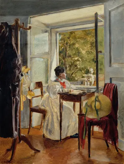 Marie Krafft am Schreibtisch av Johann Peter Krafft