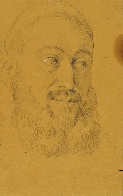 Porträttstudie av Rudolf av Habsburg och prästen av Johann Peter Krafft