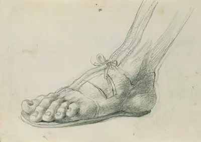 Sandalstudie till 'Rüdiger och Angelika' av Johann Peter Krafft