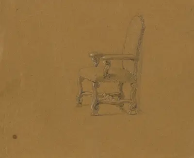Studie av en armstol av Johann Peter Krafft