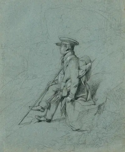 Studie av en vilande målare av Johann Peter Krafft