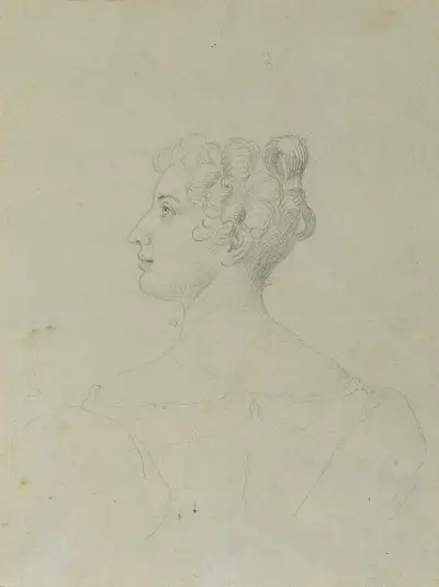 Kvinnlig porträttstudie av Johann Peter Krafft