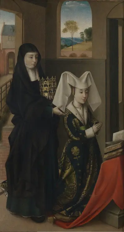 Isabella of Portugal with Saint Elisabeth av Petrus Christus