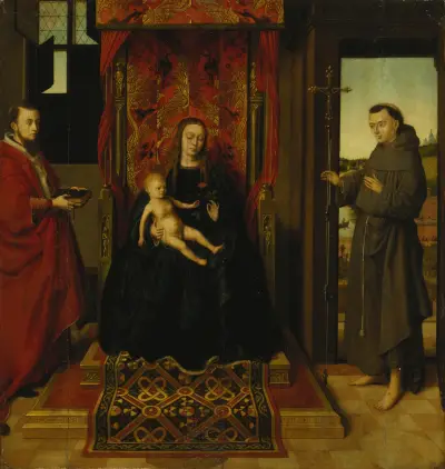 Virgin and Child with Saints Jerome and Francis av Petrus Christus