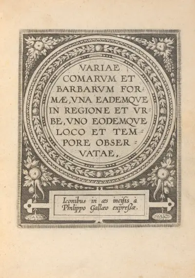 Variae Comarum et Barbarum formae – Title page av Philip Galle