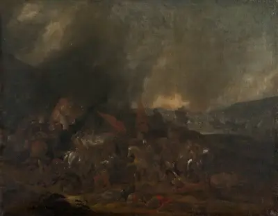 Battle scene av Johann Philip Lemke