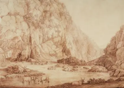 Das Volturnotal bei Piedimonte Alife av Jacob Philipp Hackert