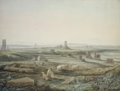 View of the Campagna Romana from the Via Appia av Jacob Philipp Hackert