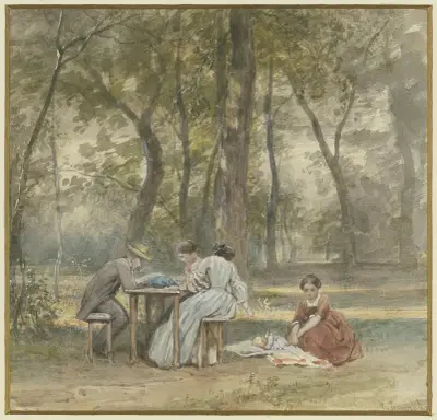 Der Künstler mit seiner Familie in Ferien av Philipp Rumpf