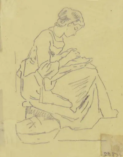 Frau mit Handarbeit av Philipp Rumpf