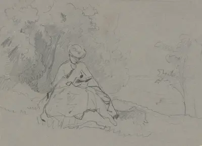 Reading woman in the outdoors av Philipp Rumpf