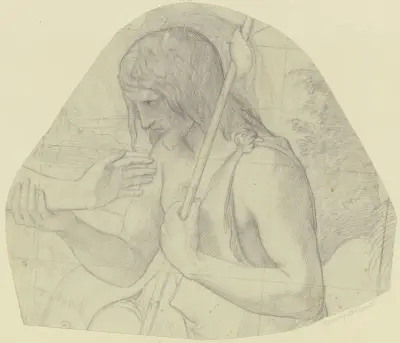 Johannes der Täufer als Halbfigur mit dem Unterarm Christi av Philipp Veit