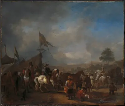 A Horse Fair near an Army Camp av Philips Wouwerman