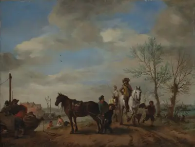 Mann und Frau zu Pferd von Philips Wouwerman