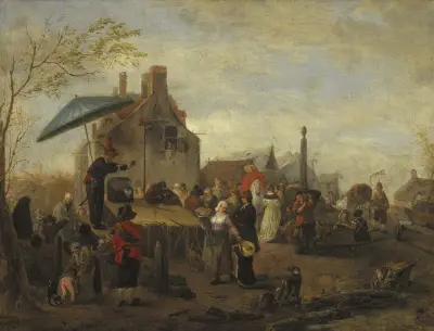 Händler auf einem Markt von Philips Wouwerman