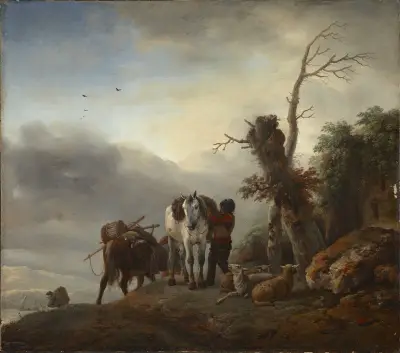 Landscape with Packhorses av Philips Wouwerman