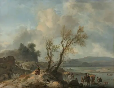Landscape with Sandy Path beside a River av Philips Wouwerman