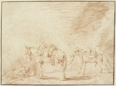 Odpočívající muž u dvou oslů, Philips Wouwerman