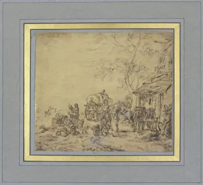 Stop in front of an inn av Philips Wouwerman