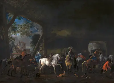 The Arrival at the Stable av Philips Wouwerman