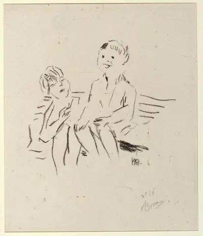 Deux enfants sur un banc av Pierre Bonnard