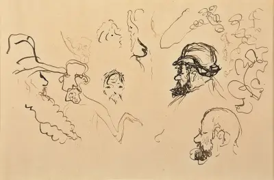 Etude de têtes (Pissarro – Toulouse Lautrec) av Pierre Bonnard