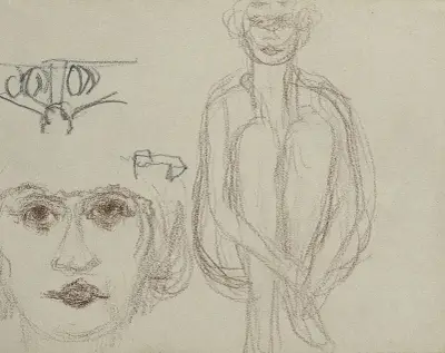 Études de nu assis et tête de femme av Pierre Bonnard