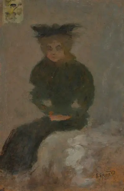 Femme assise au chapeau noir av Pierre Bonnard