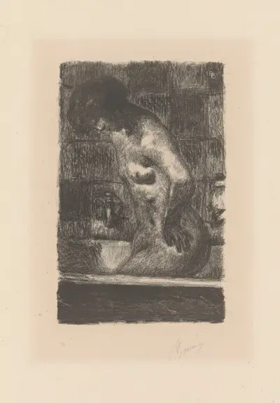 Femme debout dans sa baignoire av Pierre Bonnard