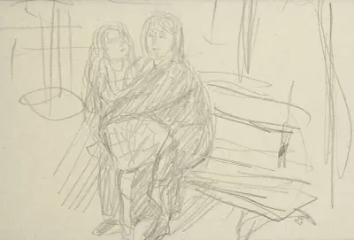Femme et enfant sur un banc av Pierre Bonnard