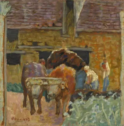 Les Deux boeufs et la ferme av Pierre Bonnard