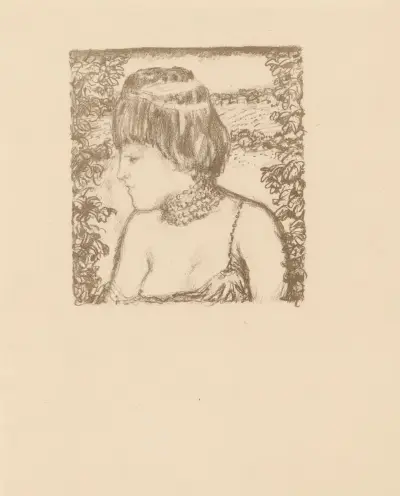 Personnage féminin en buste, variante pour Daphnis et Chloé av Pierre Bonnard