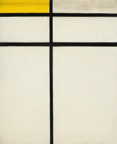 Komposition med dubbellinje och gult av Piet Mondrian