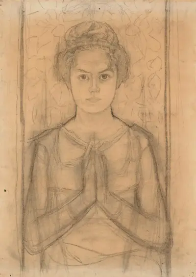 Female Torso with Folded Hands von Piet Mondrian