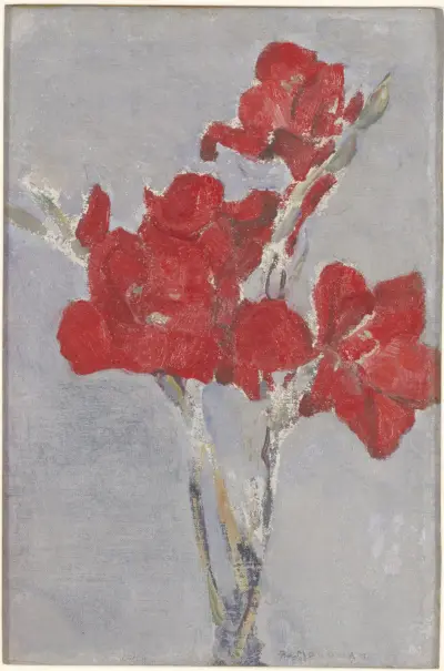 Röda gladioler av Piet Mondrian