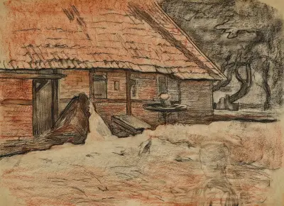 Zijaanzicht van een boerderij bij Winterswijk von Piet Mondrian