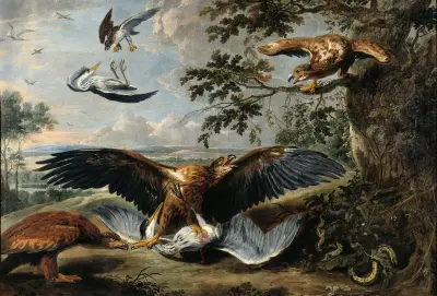 Kampf zwischen Adlern von Pieter Boel