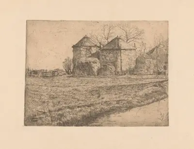 Boerderij met twee hooischuren av Pieter Dupont