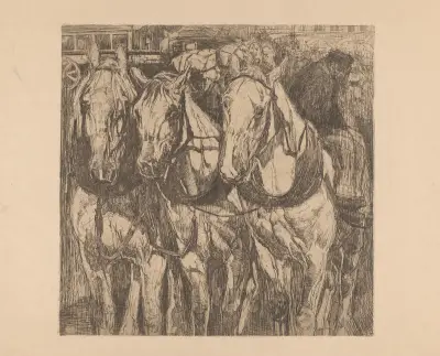 Drie trekpaarden av Pieter Dupont