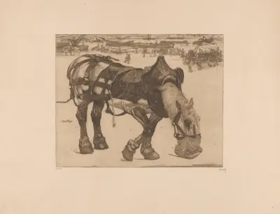 Fressendes Zugpferd von Pieter Dupont