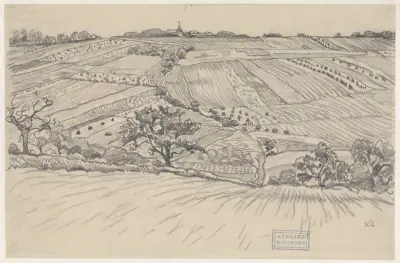 Heuvelachtig landschap met korenvelden av Pieter Dupont
