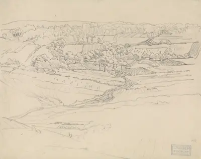 Landschap met kronkelweg av Pieter Dupont