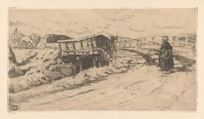 Landsväg med bro av Pieter Dupont