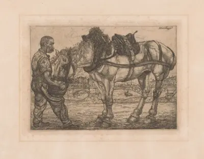 Man leder en häst från en hink av Pieter Dupont