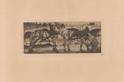 Pferde an der Seine in Paris von Pieter Dupont